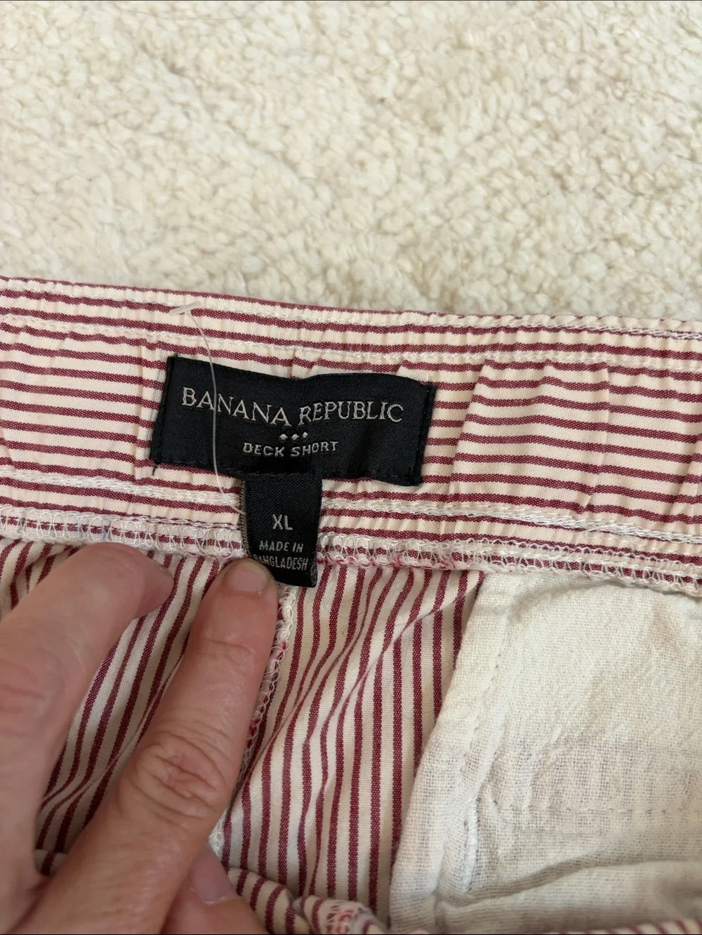 Banana Republic Red & White Pinstripe Drawstring Men's Shorts
